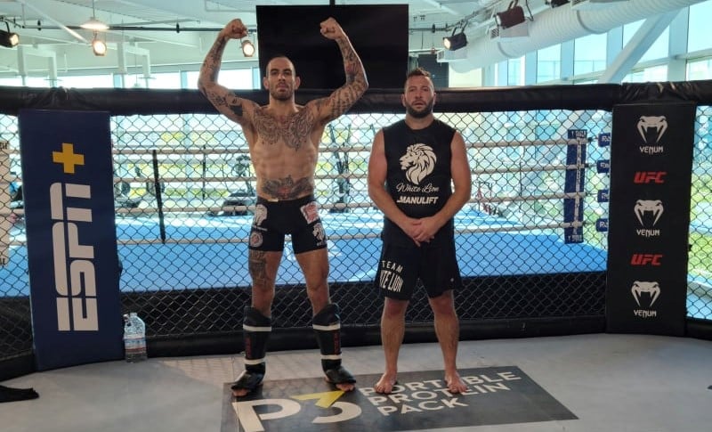 Yohan Lainesse (left) with Coach Levis Labrie at the UFC Performance Institute. Photo courtesy of Levis Labrie.