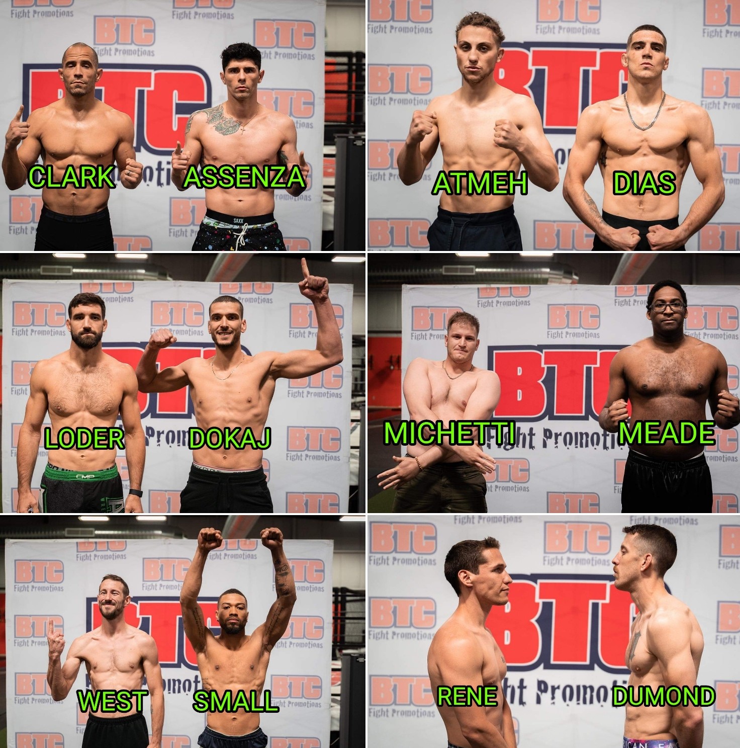 BTC 15 Weigh-In Results